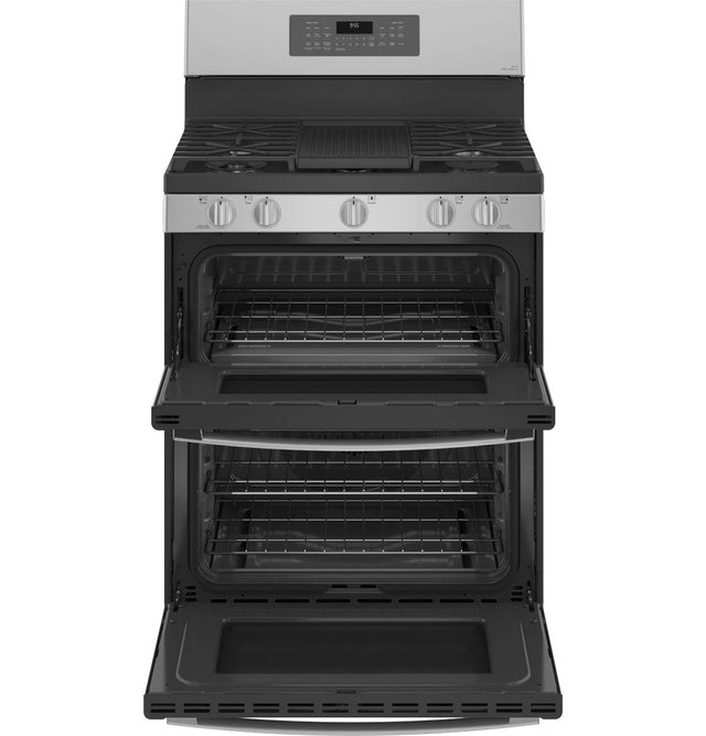 GE Profile™ 30" Free-Standing Gas Double Oven Convection Fingerprint Resistant Range with No Preheat Air Fry PGB965YPFS