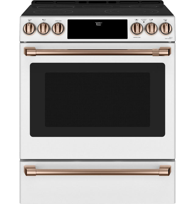 Café 30" Smart Slide-In, Front-Control, Radiant and Convection Range CES700P4MW2