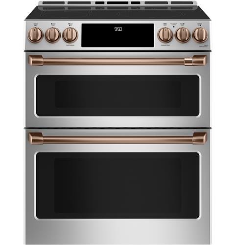 Café 30" Slide-In Front Control Induction and Convection Double Oven Range CHS950P2MS1