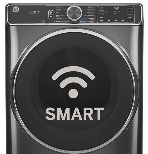 GE 7.8 cu. ft. Capacity Smart Front Load Electric Dryer with Sanitize Cycle GFD55ESSNWW