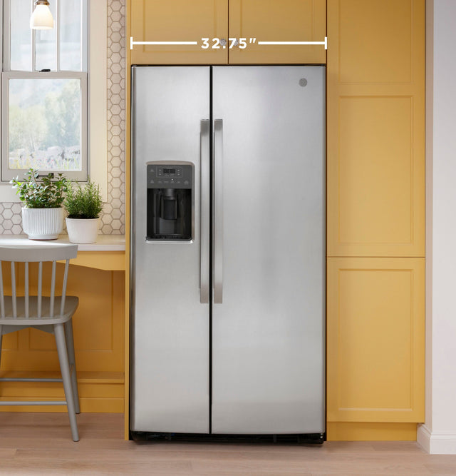 GE ENERGY STAR 23.0 CU. FT. SIDE-BY-SIDE REFRIGERATOR GSE23GYPFS-Fingerprint Resistant Stainless Steel