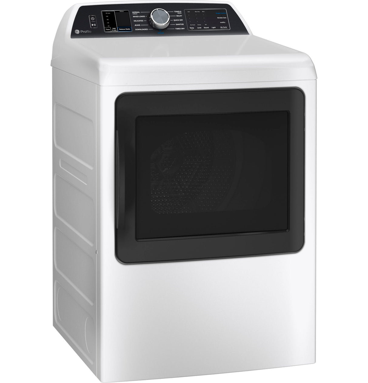 GE Profile 7.4 cu. ft. Capacity Smart aluminized alloy drum Electric Dryer with Sanitize Cycle and Sensor Dry PTD70EBSTWS