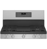 GE Profile™ 30" Free-Standing Gas Double Oven Convection Fingerprint Resistant Range with No Preheat Air Fry PGB965YPFS