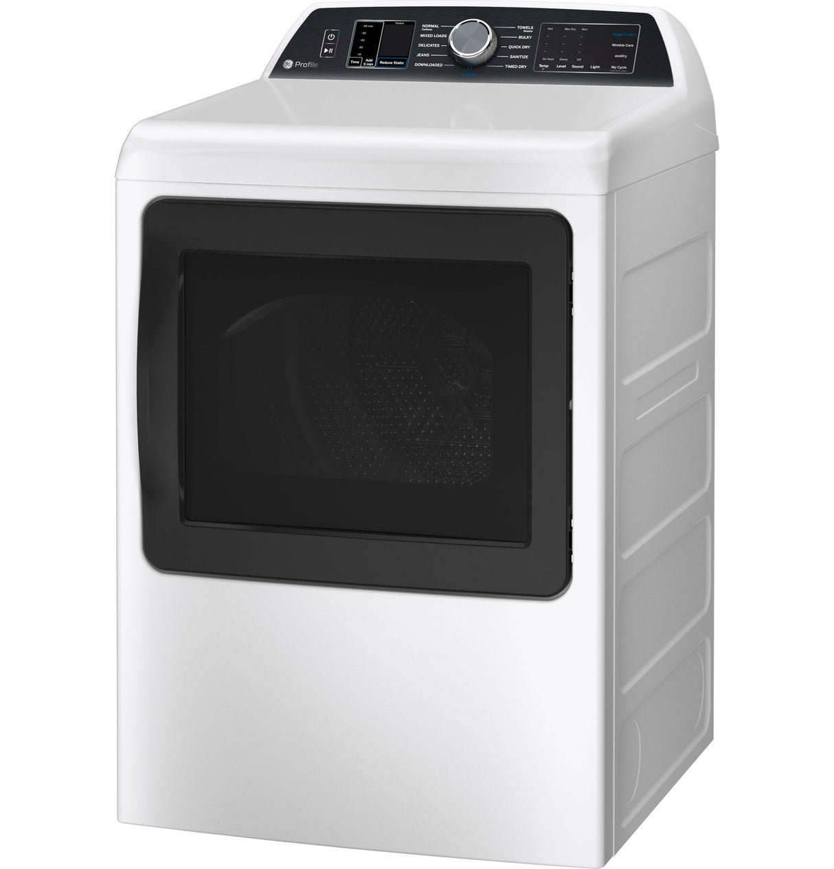 GE Profile 7.4 cu. ft. Capacity Smart aluminized alloy drum Electric Dryer with Sanitize Cycle and Sensor Dry PTD70EBSTWS