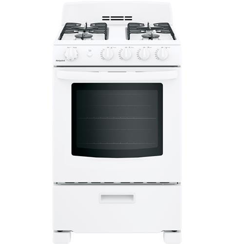 Hotpoint 24" Front-Control Free-Standing Gas Range with Large Window RGAS300DMWW