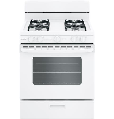 Hotpoint 30" Free-Standing Gas Range with Cordless Battery Ignition RGBS200DMWW