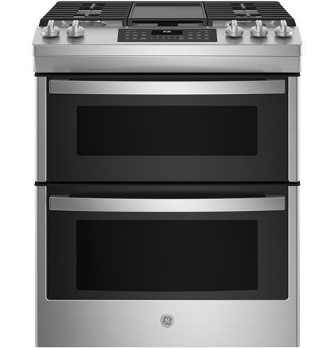 GE 30" Slide-In Front Control Gas Double Oven Range JGSS86SPSS