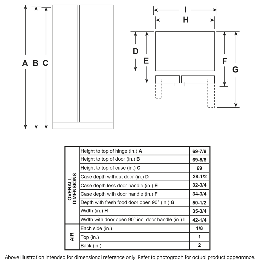 GE ENERGY STAR 25.4 Cu. Ft. Side-By-Side Refrigerator GSE25GYPFS