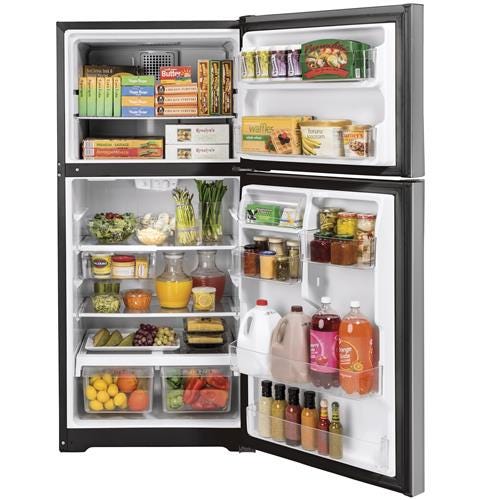 GE ENERGY STAR 19.1 Cu. Ft. Top-Freezer Refrigerator GTE19JSNRSS