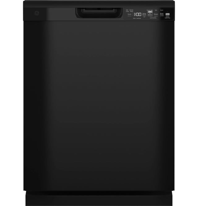 GE Front Control with Plastic Interior Dishwasher with Sanitize Cycle Dry Boost GDF550PGRBB-Black