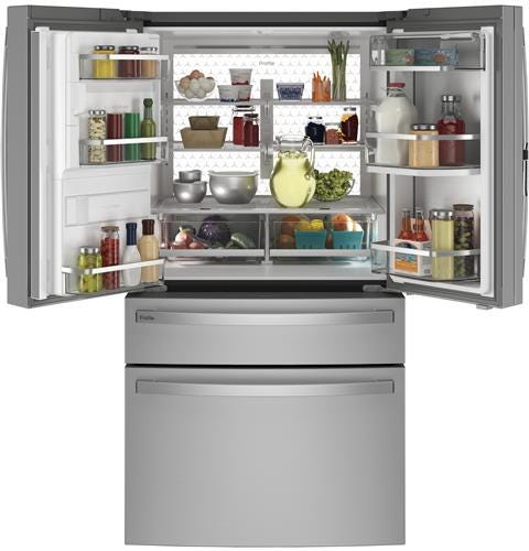 GE Profile 27.9 Cu. Ft. Smart Fingerprint Resistant 4-Door French-Door Refrigerator with Door In Door PVD28BYNFS