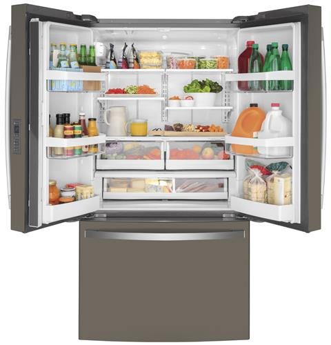 GE ENERGY STAR 23.1 Cu. Ft. Counter-Depth Fingerprint Resistant French-Door Refrigerator GWE23GMNES