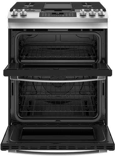 GE 30" Slide-In Front Control Gas Double Oven Range JGSS86SPSS