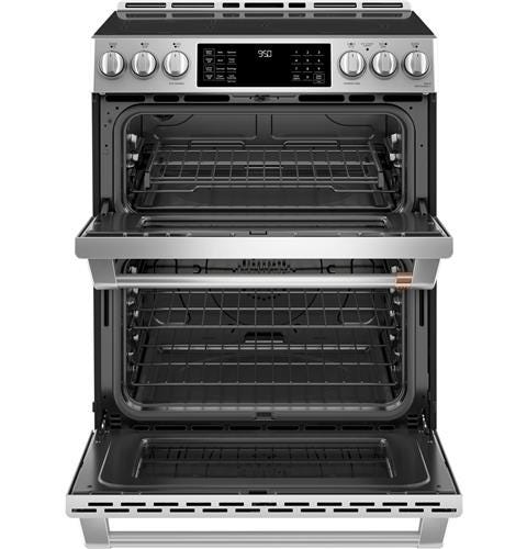 Café 30" Slide-In Front Control Induction and Convection Double Oven Range CHS950P2MS1