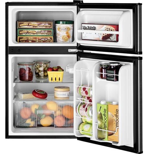 GE® Double-Door Compact Refrigerator GDE03GLKLB