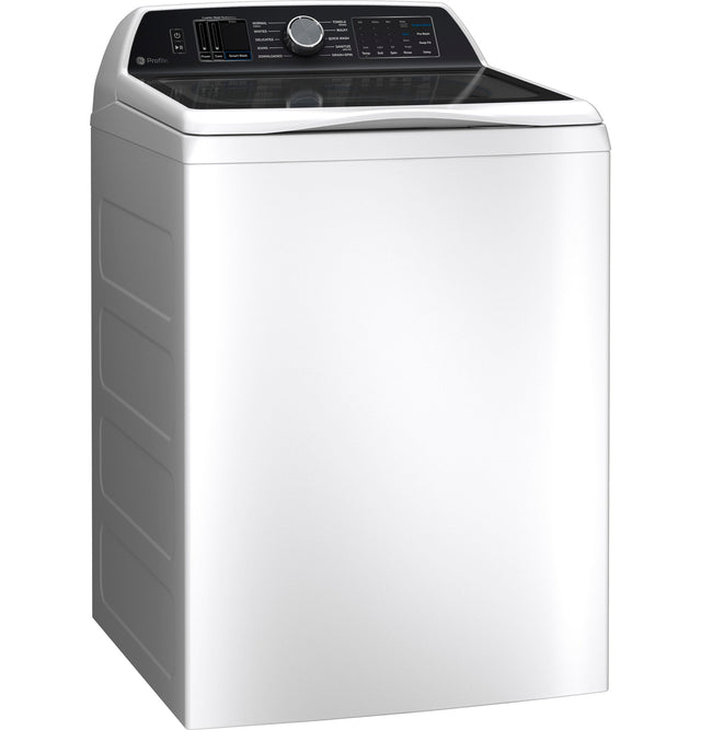 GE Profile 5.4 cu. ft. Capacity Washer with Smarter Wash Technology and FlexDispense PTW700B-White