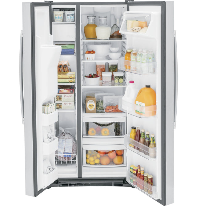 GE 23.0 Cu. Ft. Side-By-Side Refrigerator GSS23GYPFS-Fingerprint Resistant Stainless Steel