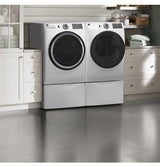 GE 7.8 cu. ft. Capacity Smart Front Load Electric Dryer with Sanitize Cycle GFD55ESSNWW