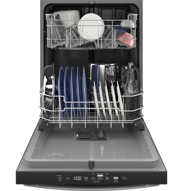 GE TOP CONTROL WITH PLASTIC INTERIOR DISHWASHER WITH SANITIZE CYCLE DRY BOOST GDT550PMRES-Slate