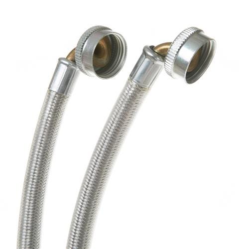 Washing Machine Universal 6’ stainless steel hoses with 90° Elbow – 2 hose package WX14X10011