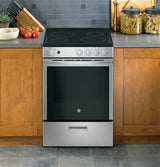 GE® 24" Free-Standing/Slide-in Front Control Range with Steam Clean and Large Window JAS640RMSS