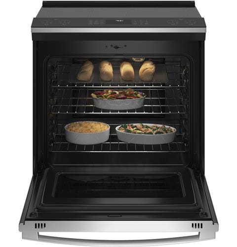 GE Profile 30" Smart Slide-In Fingerprint Resistant Front-Control Induction and Convection Range PHS930YPFS