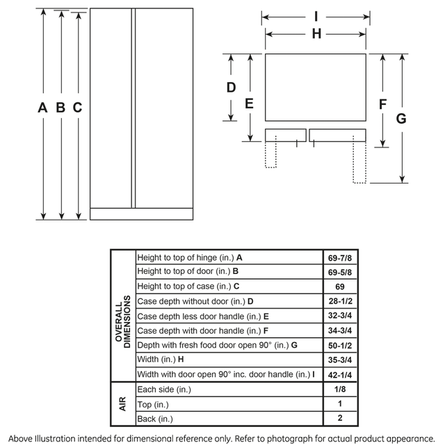 GE 25.3 Cu. Ft. Side-By-Side Refrigerator GSS25GGPWW-White