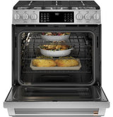 Café 30" Slide-In Front Control Dual-Fuel Convection Range with Warming Drawer C2S900P2MS1