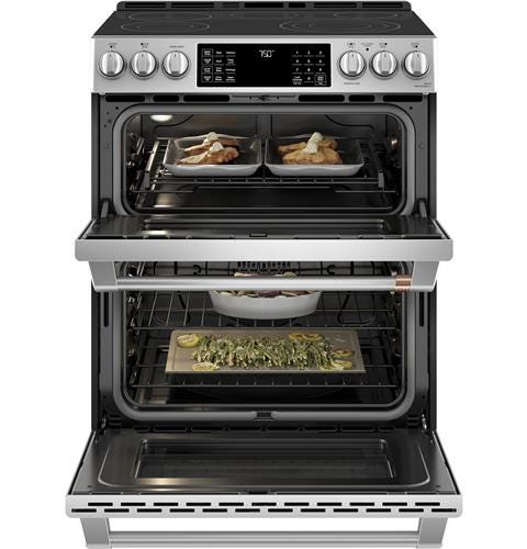 Café™ 30" Slide-In Front Control Radiant and Convection Double Oven Range CES750P2MS1