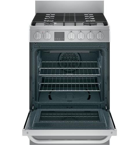 Haier 24" 2.9 Cu. Ft. Gas Free-Standing Range with Convection and Modular Backguard QGAS740RMSS