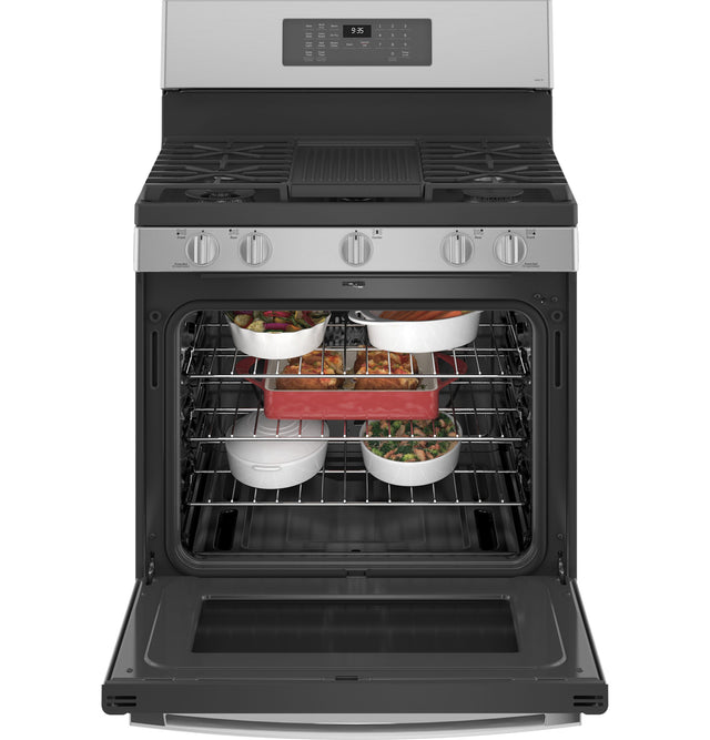 GE Profile 30 Inch Smart Freestanding Gas Range with 5 Burners PGB935YPFS