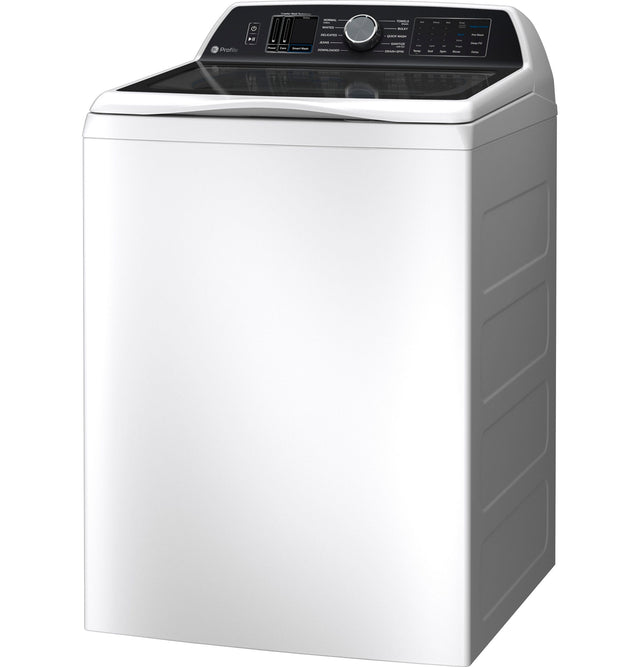 GE Profile 5.4 cu. ft. Capacity Washer with Smarter Wash Technology and FlexDispense PTW700B-White