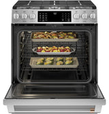 Café 30" Slide-In Front Control Gas Oven with Convection Range with Warming Drawer CGS700P2MS1