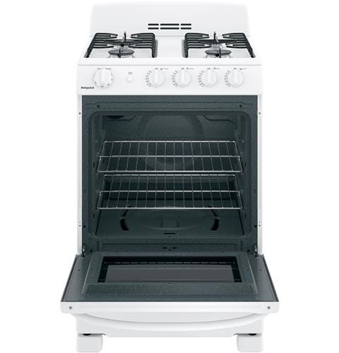 Hotpoint 24" Front-Control Free-Standing Gas Range with Large Window RGAS300DMWW