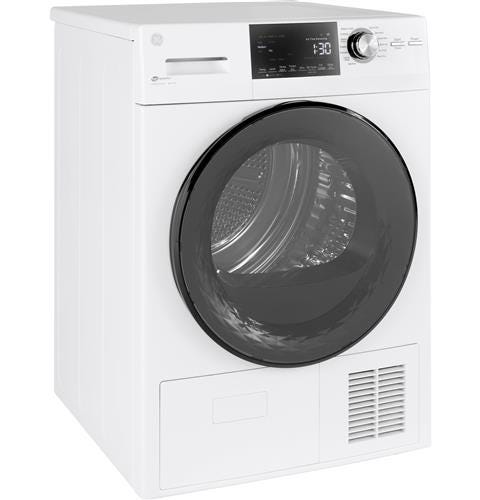 GE 4.1 cu.ft. Capacity 24" Ventless Condenser Frontload Electric Dryer with Stainless Steel Basket GFT14ESSMWW