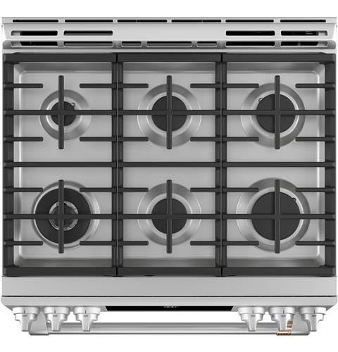 Café 30" Slide-In Front Control Dual-Fuel Convection Range with Warming Drawer C2S900P2MS1