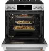 Cafe 30" Smart Slide-In Front Control Induction and Convection Range with Warming Drawer CHS90XP2MS1