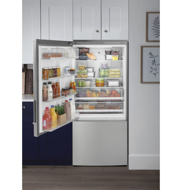 GE ENERGY STAR 17.7 Cu. Ft. Counter-Depth Bottom-Freezer Refrigerator GBE17HYRFS