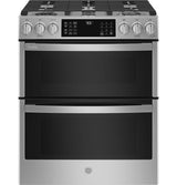 GE Profile 30" Smart Slide-In Front-Control Gas Double Oven Convection Fingerprint Resistant Range PGS960YPFS