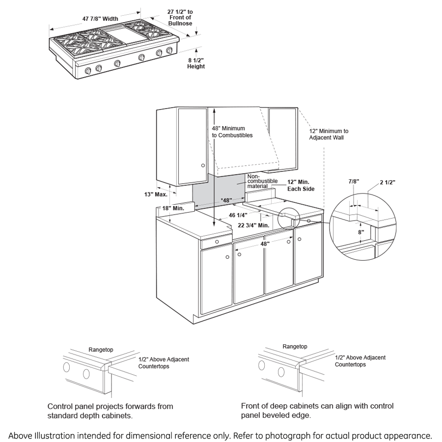 Café 48" Professional Gas Rangetop with 6 Burners and Griddle (Natural Gas) CGU486P2TS1