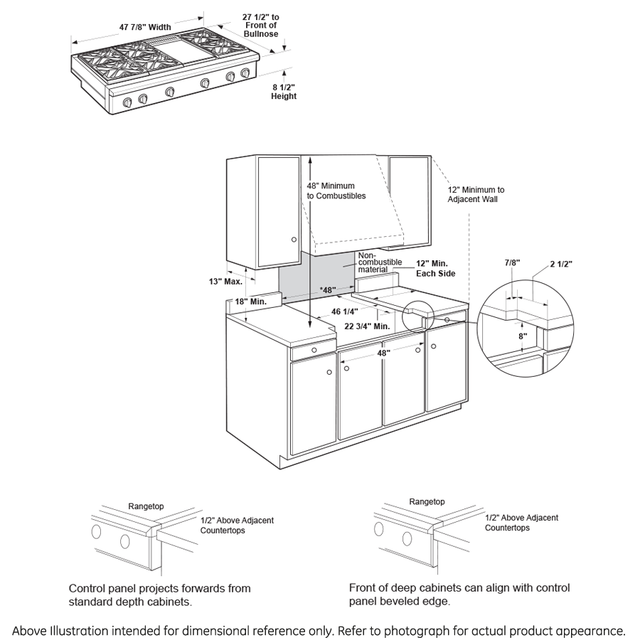 Café 48" Professional Gas Rangetop with 6 Burners and Griddle (Natural Gas) CGU486P2TS1