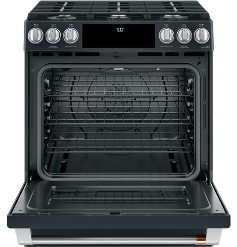 Café 30" Slide-In Front Control Gas Oven with Convection Range with Warming Drawer CGS700P3MD1