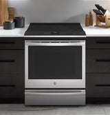 GE Profile 30" Smart Slide-In Fingerprint Resistant Front-Control Induction and Convection Range PHS930YPFS