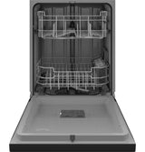 GE Front Control with Plastic Interior Dishwasher with Sanitize Cycle Dry Boost GDF550PGRBB-Black