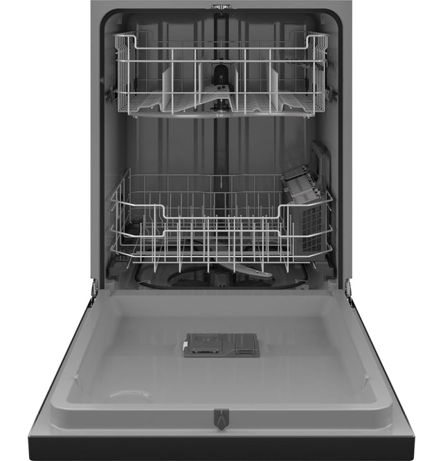 GE Front Control with Plastic Interior Dishwasher with Sanitize Cycle Dry Boost GDF550PGRBB-Black