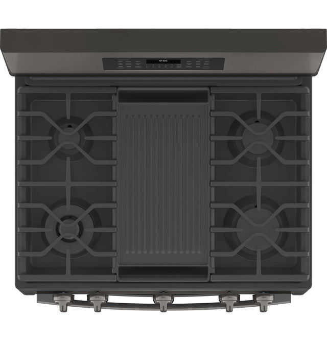 GE Profile™ 30" Free-Standing Gas Double Oven Convection Range with No Preheat Air Fry PGB965BPTS