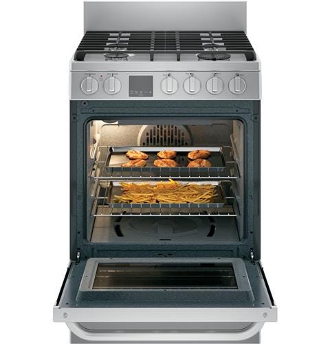 Haier 24" 2.9 Cu. Ft. Gas Free-Standing Range with Convection and Modular Backguard QGAS740RMSS