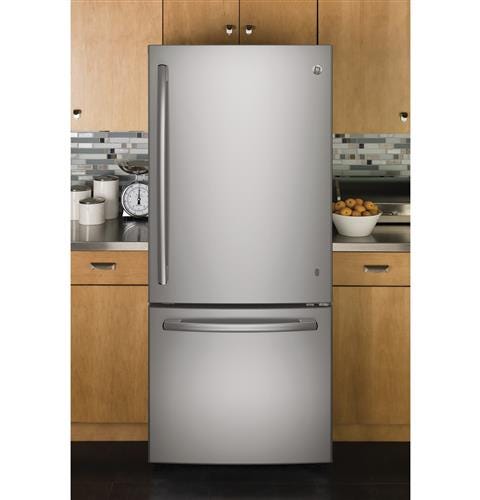 GE Series ENERGY STAR 20.9 Cu. Ft. Bottom Freezer Refrigerator GDE21EYKFS