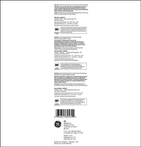 GE® In-Line Refrigerator/Icemaker Filter GXRLQR