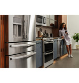 GE Profile 30" Smart Slide-In Front-Control Gas Double Oven Convection Fingerprint Resistant Range PGS960YPFS